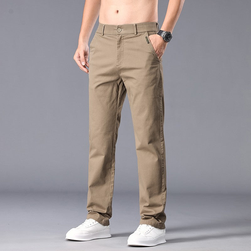 New Casual Pants Men Straight Fit Stretch Autumn Chino Trousers Male Formal Work Business Dress Khaki Fashion Spring Pants