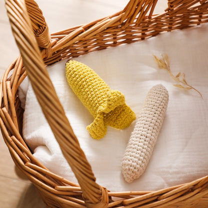 Baby Crochet Lemon Rattle Toys Wooden Bracelet Fruit Musical Rattle Teether Toys Handbell Newborn Soothing Oral Nursing Bite Toy