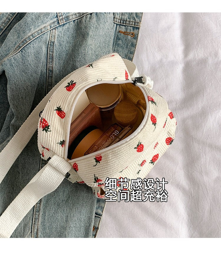 Cute Strawberry Shoulder Bag Casual Zipper Trendy Crossbody Bag Tote Handbag for Women Girls Travel Work Messenger Bag Handbags