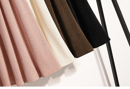 2025 Plus Size Pleated Skirts Solid Versatile Medium Length Skirt A-Line Maxi Gown Cover Autumn Winter New Half-length Skirt