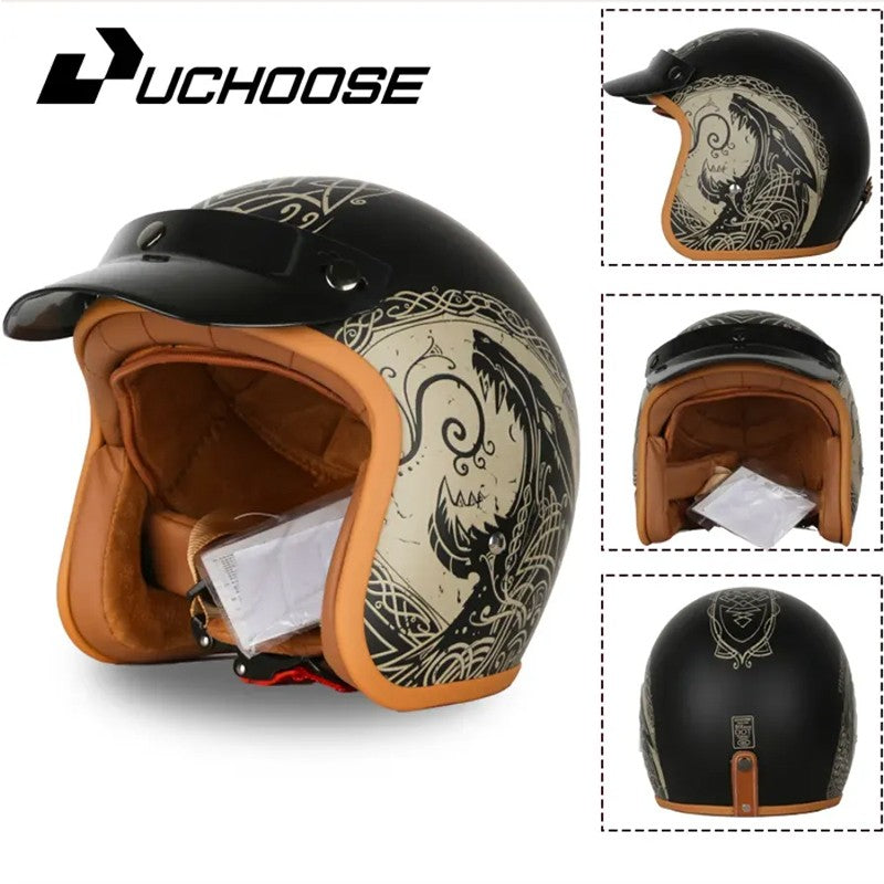 DOT Open Face Casco Moto for Motorcycle Accessories Men Moto Helmets Certificated Retro Motorcycle Helmet Cafe Racer