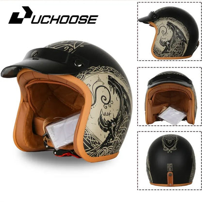 DOT Open Face Casco Moto for Motorcycle Accessories Men Moto Helmets Certificated Retro Motorcycle Helmet Cafe Racer