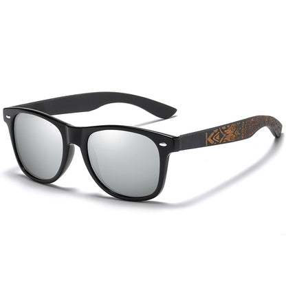 Óculos de Sol Masculinos e Femininos Polarizados de Bambu Madeira GM S5097 Oval