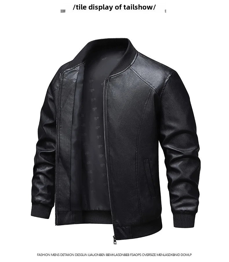 Men's Slim Fit Leather Jacket 2025 New Style Versatile Cool Fashionable PU Leather Coat Casual Streetwear