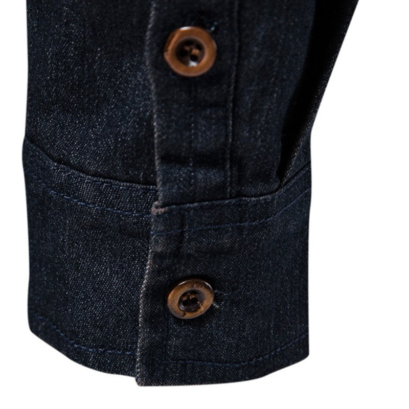 100% Cotton Men's Denim Long Sleeve Shirt Four Seasons New Business Fashion Retro Casual Shirt Jacket Male Brand Clothes
