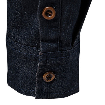 100% Cotton Men's Denim Long Sleeve Shirt Four Seasons New Business Fashion Retro Casual Shirt Jacket Male Brand Clothes