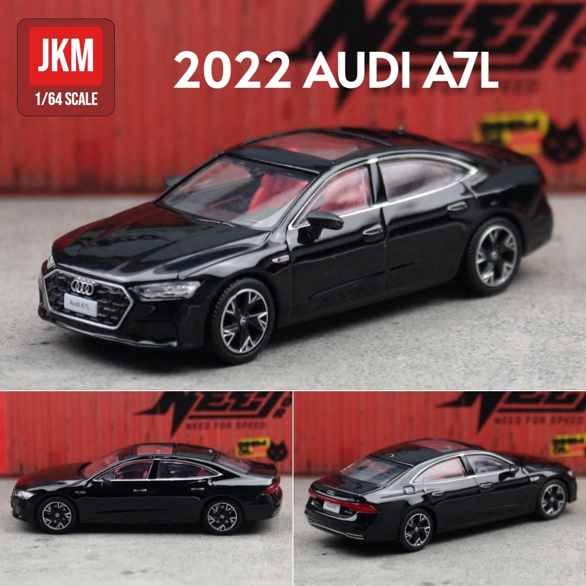 JKM 1/64 Audi A8 A7 Modelo Miniatura 1:64 Carro de Brinquedo Premium Roda Livre Coleção de Liga Fundida Adequado para Hot Wheels Mini GT