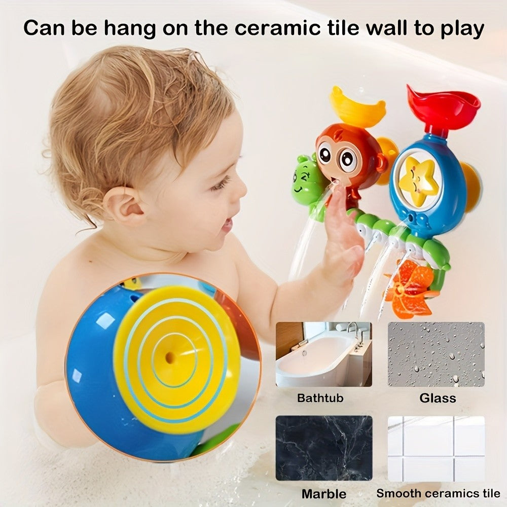 Toddlers Bath Toy, Monkey Caterpillar Preschool New Born Baby Bathtub Water Toys, Durable Interactive Multicolored Infant Toy