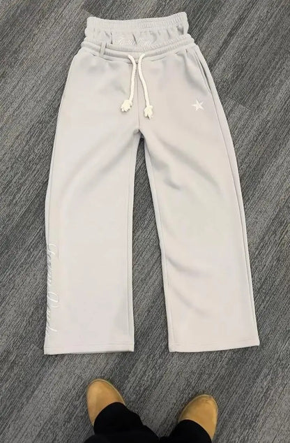 Calça Jogger Y2K Retrô Gótico Hip Hop com Strass Bordado Casual Masculina Feminina Calça Folgada Moda com Tira no Tornozelo
