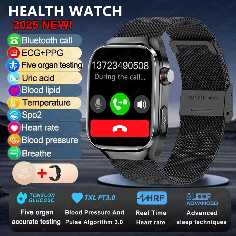 2025Novo Micro Exame Físico Smartwatch Para Homens Ácido Úrico Gordura Corporal Relógios de Saúde de Cinco Órgãos Chamada Bluetooth SmartBracelet