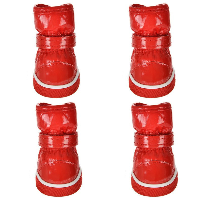 4 unidades/conjunto de sapatos de inverno para cães, botas de neve quentes com forro de lã, sapatos à prova d'água para filhotes de gato, acessórios para cães chihuahua e yorkie