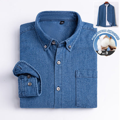 Brand Elastic Cotton Denim Shirt Men Long Sleeve Quality Cowboy Shirts for Men Casual Slim Fit Mens Designer Clothing