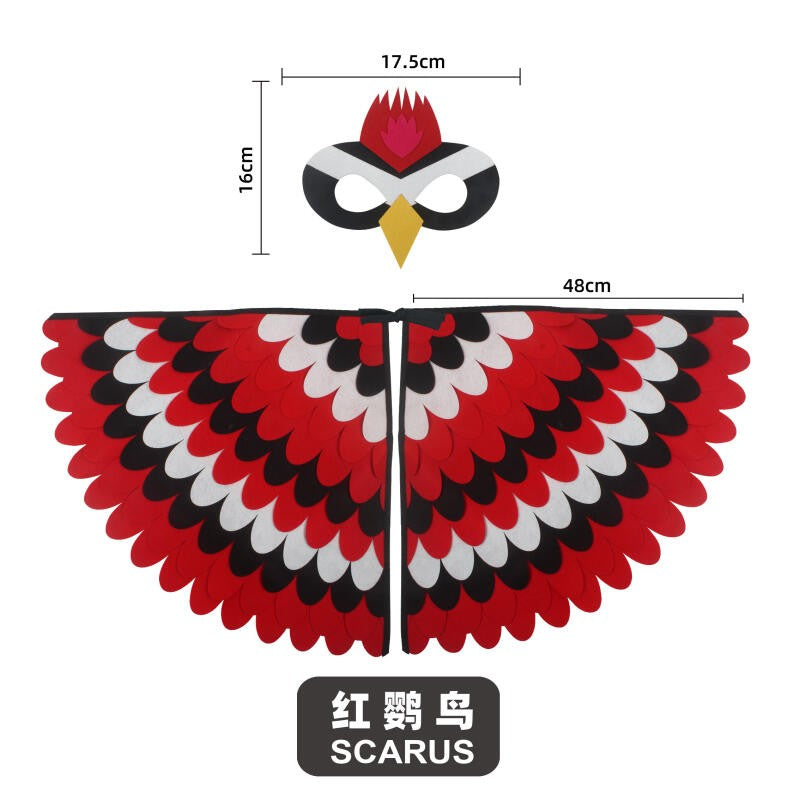 Bird Cosplay Costume Stage Performance Owl Peacock Wings Bird Felt Cape with Mask for Girls Boys Halloween Party Cloak