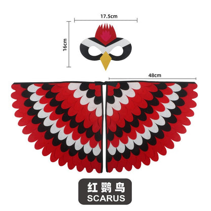 Bird Cosplay Costume Stage Performance Owl Peacock Wings Bird Felt Cape with Mask for Girls Boys Halloween Party Cloak