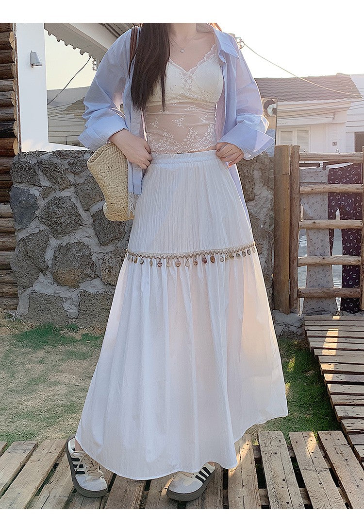 Casual High Waist Chic Pleated Skirts Korean Fashion bohemian dress Basics A-line Plus Size Clothing