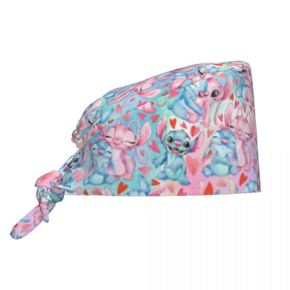 Custom Retro Cartoon Cleaning Working Cap Comfortable  Stitch Ohana Scrub Cap Surgicals Hat Nurse Scrubs Hat For Dentist