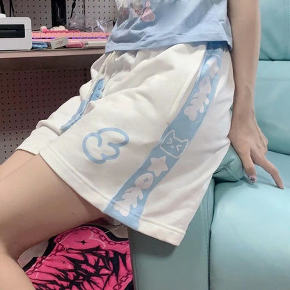 Shorts for Women's Kawaii Women Clothing Japanese Summer Short Pant Print Drawstring  Casual Y2k Pantalones 2025 Fashion Bottoms