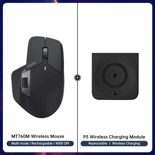 Rapoo MT760/MT760Mini Multi-mode Rechargeable Wireless Bluetooth Mouse Ergonomic 4000 DPI Support Up to 4 Devices Office Mice