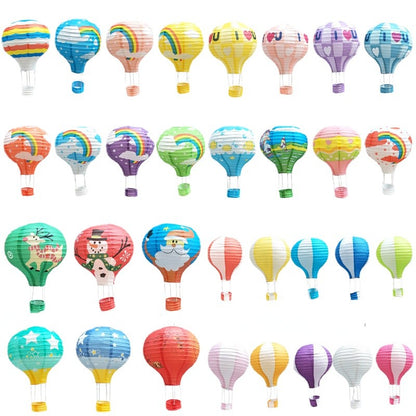 1pc Ceremony Holiday Party Folding Paper Lantern Hot Air Balloon Shape 30/40cm Pink Blue For Kids Baptism Birthday Wedding Decor