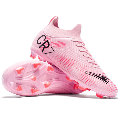 Unisex Soccer Shoes High-Tops Lace-Up Non-Slip Spikes Outdoor Sports Athletic Football Cleats for Professional Training Sneaker