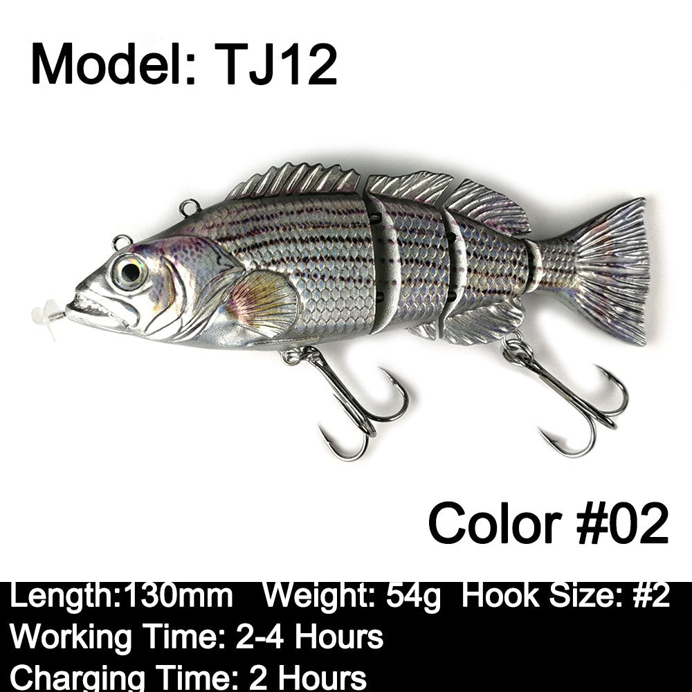 Iscas Robóticas de Natação 130mm 4 Segmentos Swimbait 35/54g Pesca Auto Elétrica Wobblers Recarregável USB Luz LED Para Baixo e Lúcio