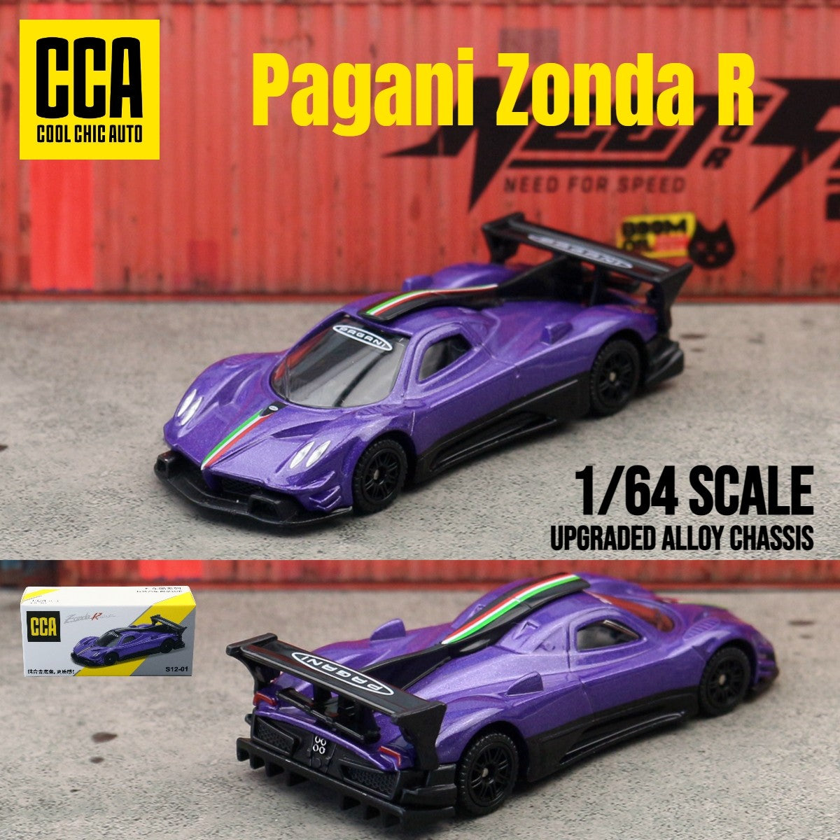Miniatura Pagani Zonda R 1/64 CCA MSZ 1:64 Carrinho de Brinquedo Veículo Diecast Rodas Livres Coleção Adequado para Presente Hot Wheels Criança