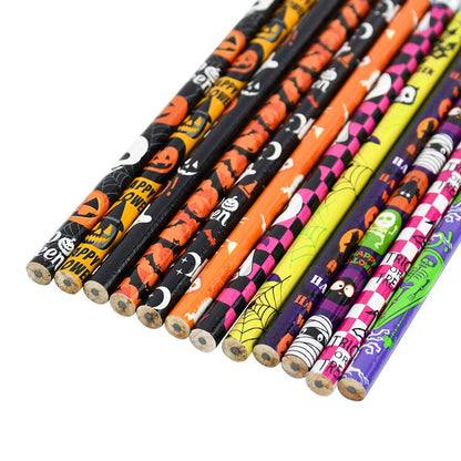 12/24Pcs Skull Goost HB Writing Pencils Stationery Gift for Halloween Party Favors Goodie Bag Fillers Trick or Treat Supplies