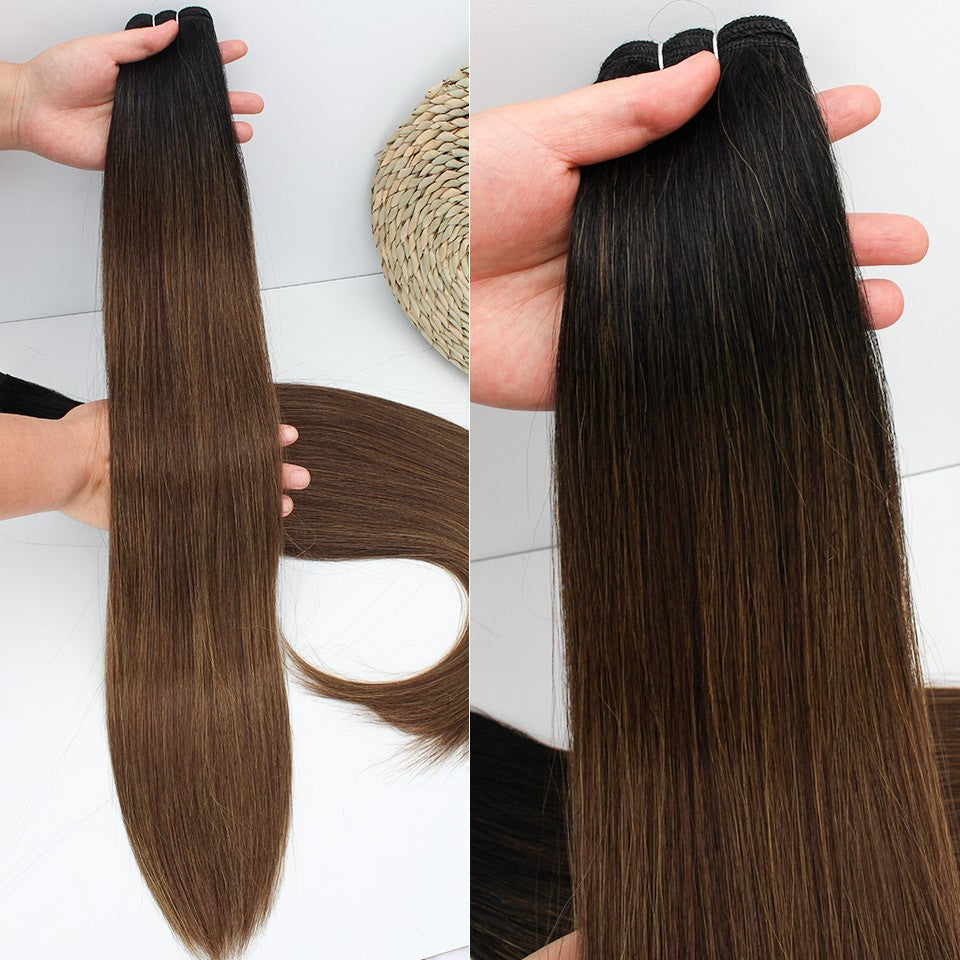 Cabelo Sintético Russo Liso de 65cm 200g, Extensões de Cabelo de Fibra com Bio Proteína Resistente ao Calor, Rabo de Cavalo para Cosplay