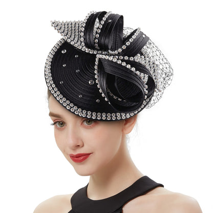 Fascinator de Cetim Perfeito Acessórios de Cabelo Chiques Multicores Chapéus para Kentucky Derby Chapéu para Chá da Tarde Touca de Strass com Véu