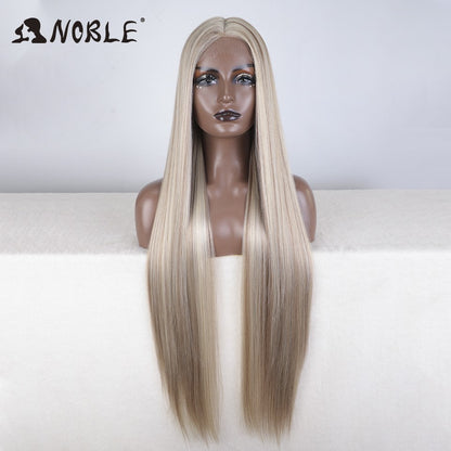 Perucas Noble Cosplay Para Mulheres Negras Perucas Sintéticas Lisas de Renda de 38 Polegadas Peruca Loira Ombre de Renda Peruca Sintética Loira de Renda Cosplay