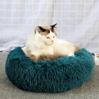 Casa de Cama Redonda para Gatos, Cama Macia de Pelúcia Longa para Cães, Cesta, Produtos para Animais de Estimação, Almofada para Gatos, Tapete para Gatos, Sofá para Dormir, Adequado para o Inverno