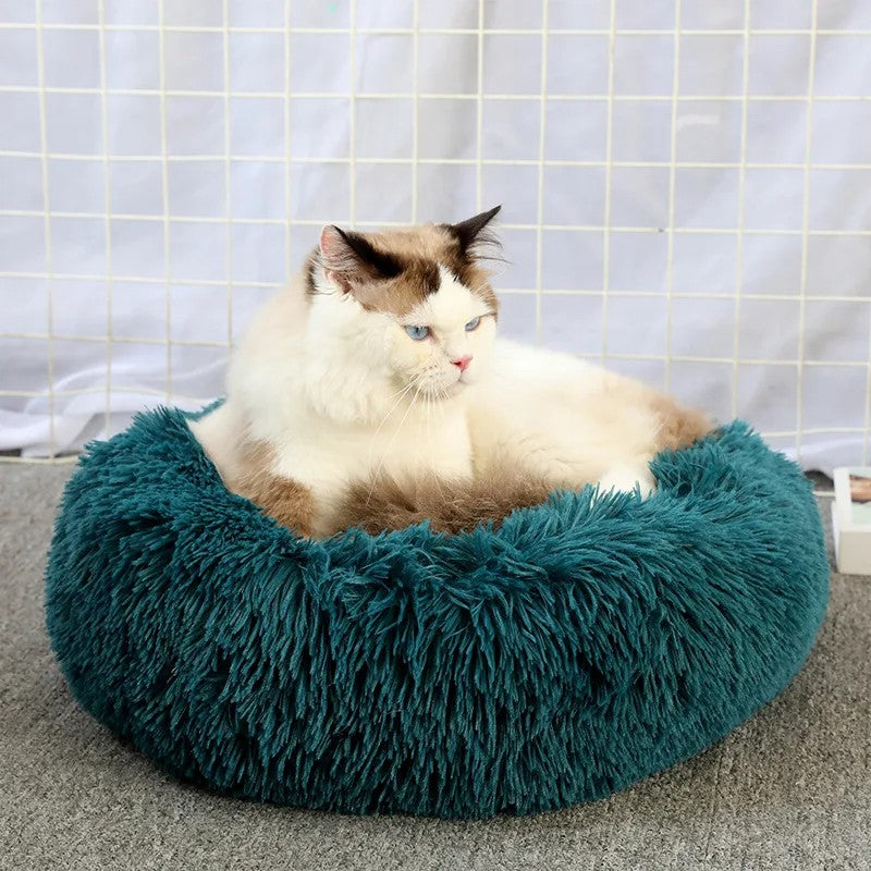 Cama Redonda Para Gatos Casa Macia Pelúcia Longa Ninho Cama Para Animais de Estimação Cesta Para Cães Produtos Para Animais de Estimação Almofada Tapete Animais Sofá Para Dormir Terno Para o Inverno