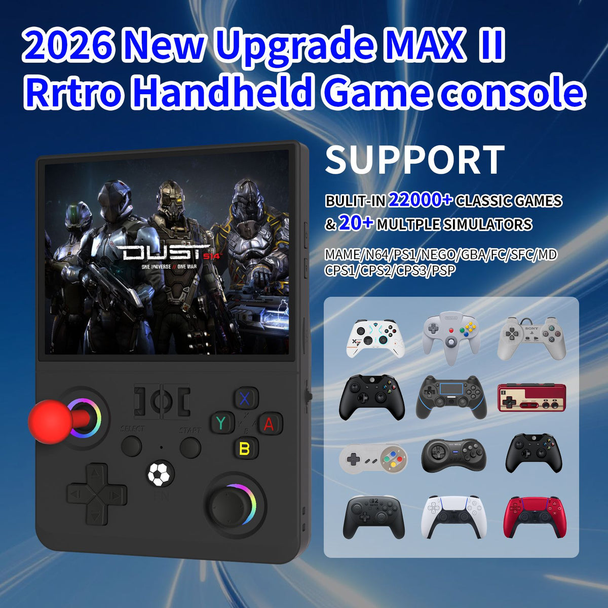 MAX? 2026 Newest  4.5 Inch Retro Handheld Game Console 1024x768 IPS HD Screen Portable Open Source Linux System with 2*Joys