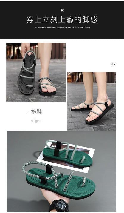 Summer Casual Durable Slippers,Men's Summer Slip-on Anti-slip Outdoor Casual Sandals,Flip-flops for The Beach with Open Toes