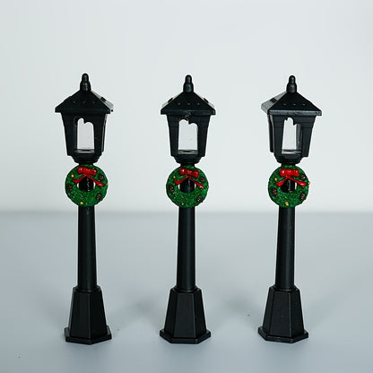 3pcs/5pcs mini Christmas street light ornaments, small plastic lantern decorations, no power supply required, suitable for dollh