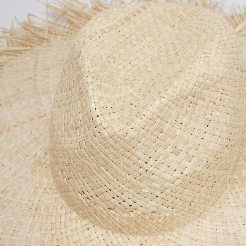 WZCX Feito à Mão Borla Feminina Chapéus de Sol de Palha Aba Larga Grande Chapéu de Palha Natural de Ráfia Panamá Praia Chapéus de Sol Para Feriado