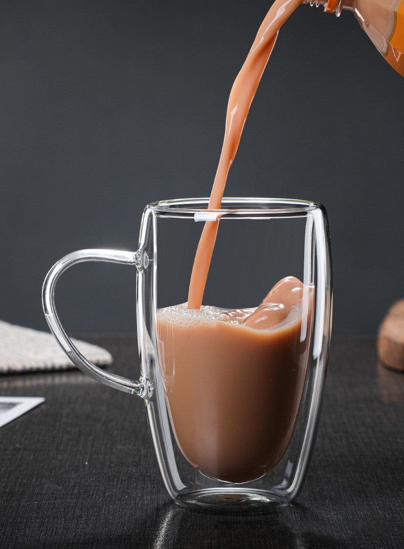 Caneca transparente de parede dupla 2-6 peças Copo de café e leite de vidro borossilicato alto resistente ao calor para casa e escritório