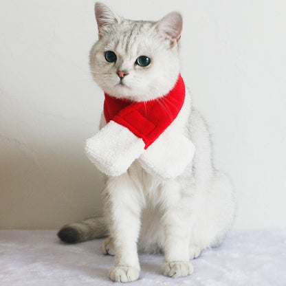 Capa de Inverno Fofa para Pets Cão Gato Roupas de Natal Quente Filhote de Papai Noel Cachecol Vermelho Chapéu Cabeça Engraçado Fantasia de Natal para Pets Cão Gato Capas
