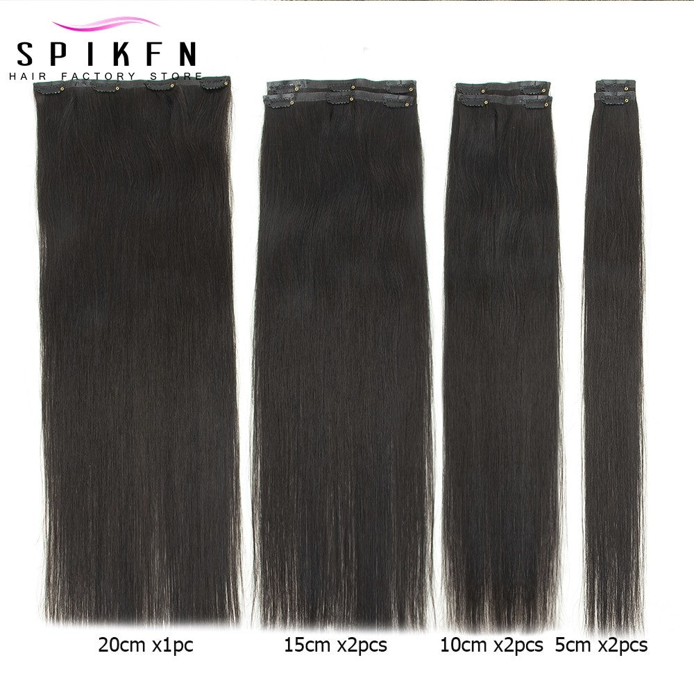 Mega Hair de Tic Tac Invisible PU Extensões de Cabelo Humano Liso Chocolate Castanho Máquina Remy 100-120g 7 Peças/Conjunto