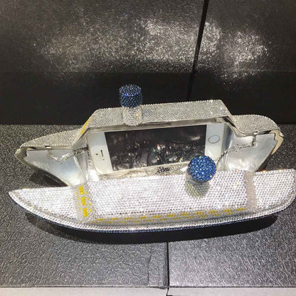 New Boat Crystals Clutch Purse RED Blue Women Gems Evening Clutch Bag Wedding Bridal Minaudiere Rhinestones Handbags and Purses