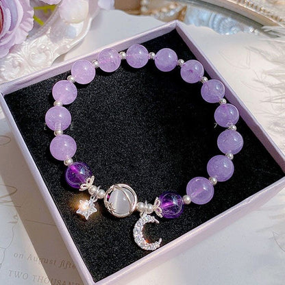 Nova pulseira de cristal com contas simples para mulheres meninas coreanas ins flor raposa pena borla pulseiras melhores amigas joias presentes 2024
