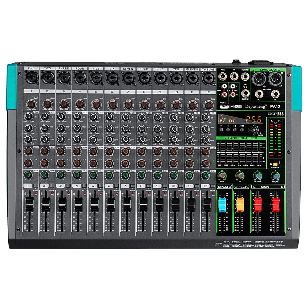 6/8/12/16 Channels Audio Sound Mixer Depusheng Mixing DJ Console USB 48V Phantom Power 256 DSP Effects Sound Table for stage