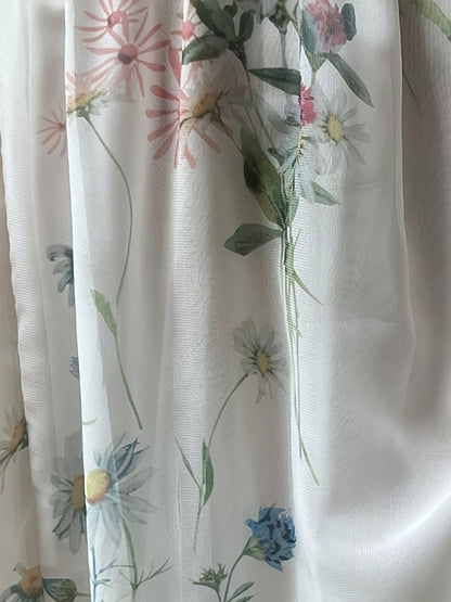 Sexy Semi-Transparent Square Neck Long Sleeve Plus Size Dress Elegant Flower Print Midi Dress On Sale Clearance Party Dresses