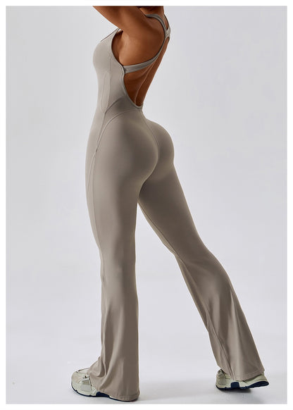 Solid Yoga Jumpsuit One Piece Outfit Fitness Bodysuit Workout Clothes for Women Sportwear Women Buttock lifting Set Activewear