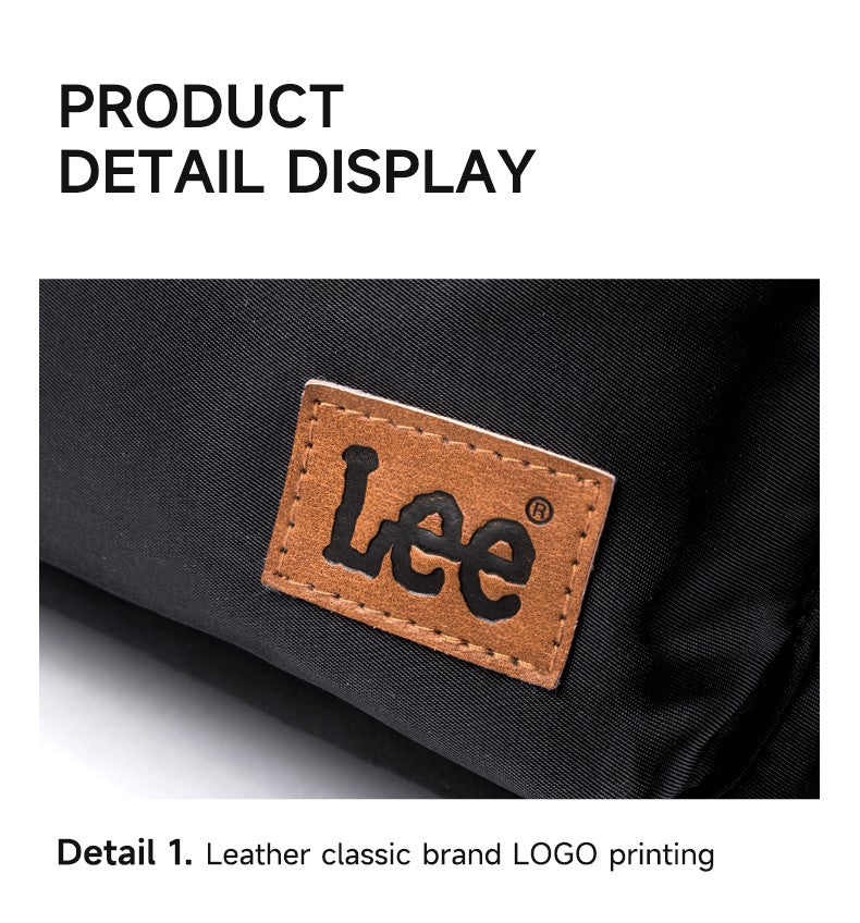 LEE Classic Black Unisex College Student School Bag Large Capacity Casual Leisure Nylon Laptop Backpacks Woman Man Schoolbag