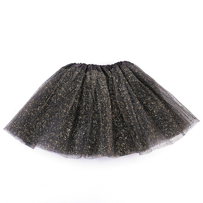 Adult hot mesh tutu skirt 2024 street fashion solid color skirt Polyester Gold/Silver  stamping dance skirt