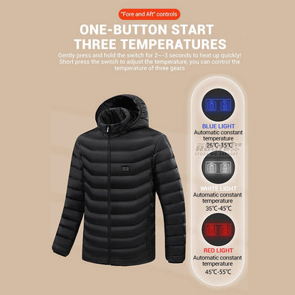Jaqueta de Inverno Masculina Feminina com Aquecimento em 21 Áreas para Motoqueiros, Jaqueta USB com Aquecimento Elétrico, Colete Térmico para Moto, Casaco