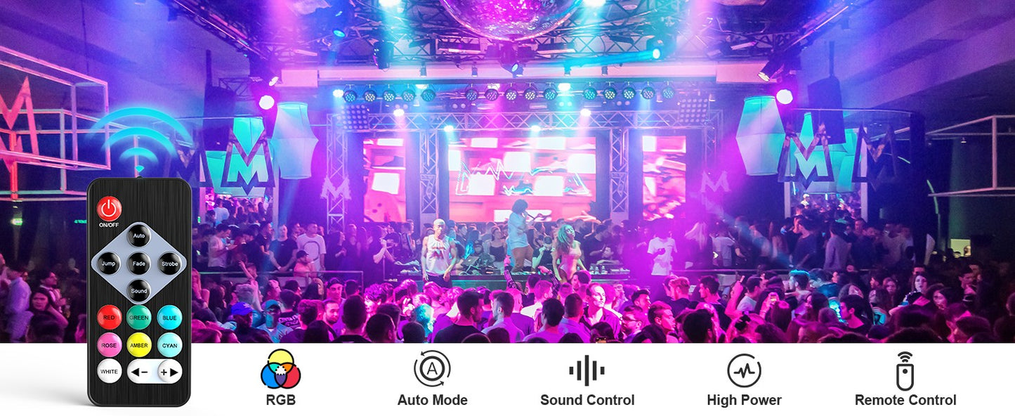 4PCS RGB Disco DJ Lights Wireless Rechargeable Par Lights 12LEDs Mini Stage Light for Party Bar Club Wedding Birthday Theater