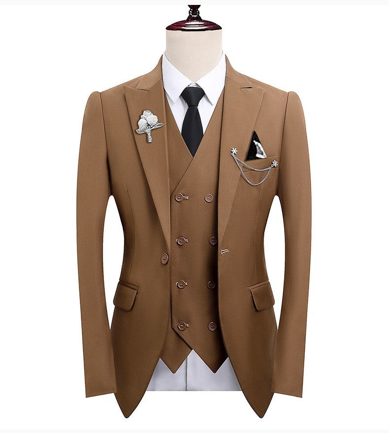 High Quality Classic Men Suit Tuxedo Peak Lapel Groomsmen Wedding Suits Set 3 Pieces(Jacket+Pants+Vest)Fashion Men Business Suit