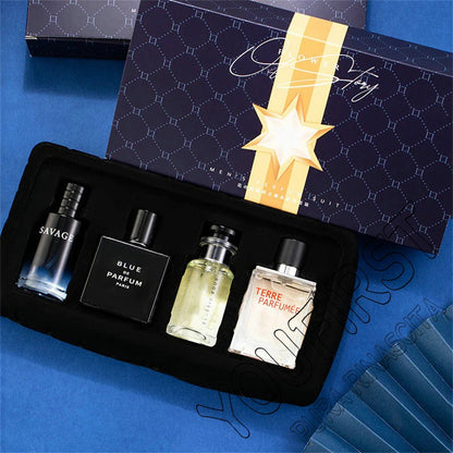 Perfume Masculino de Luxo Kit 4 Peças 100ml com Colônia Perfumes Homme Caixa de Presente Perfumes Masculinos Spray com Aroma Natural Floral Frutado